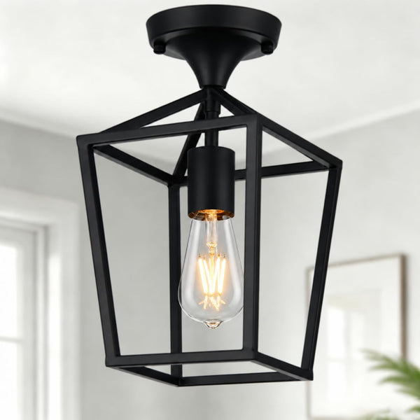 Flush Mount Ceiling Light Fixture, Matte Black Industrial Ceiling Light Fixture,Matte Black Hallway Light Fixtures Ceiling,Light Fixtures Ceiling Mount