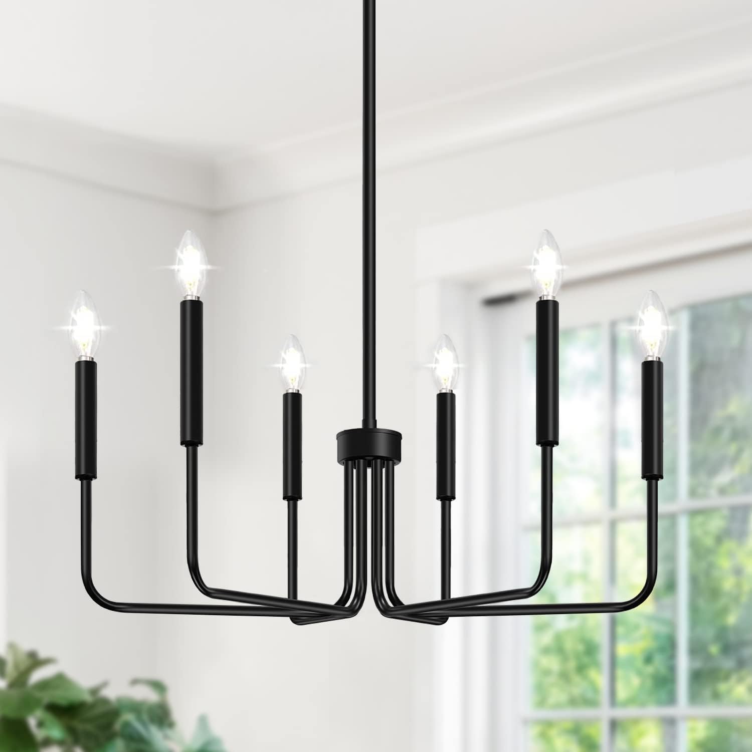 Farmhouse Chandelier for Dining Room Lighting Fixtures Hanging, Industrial Modern Chandelier for Bedroom, Foyer, Hall, Kitchen, Living Room, Entryway
