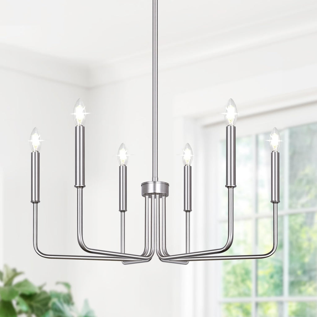 Farmhouse Chandelier for Dining Room Lighting Fixtures Hanging, Industrial Modern Chandelier for Bedroom, Foyer, Hall, Kitchen, Living Room, Entryway