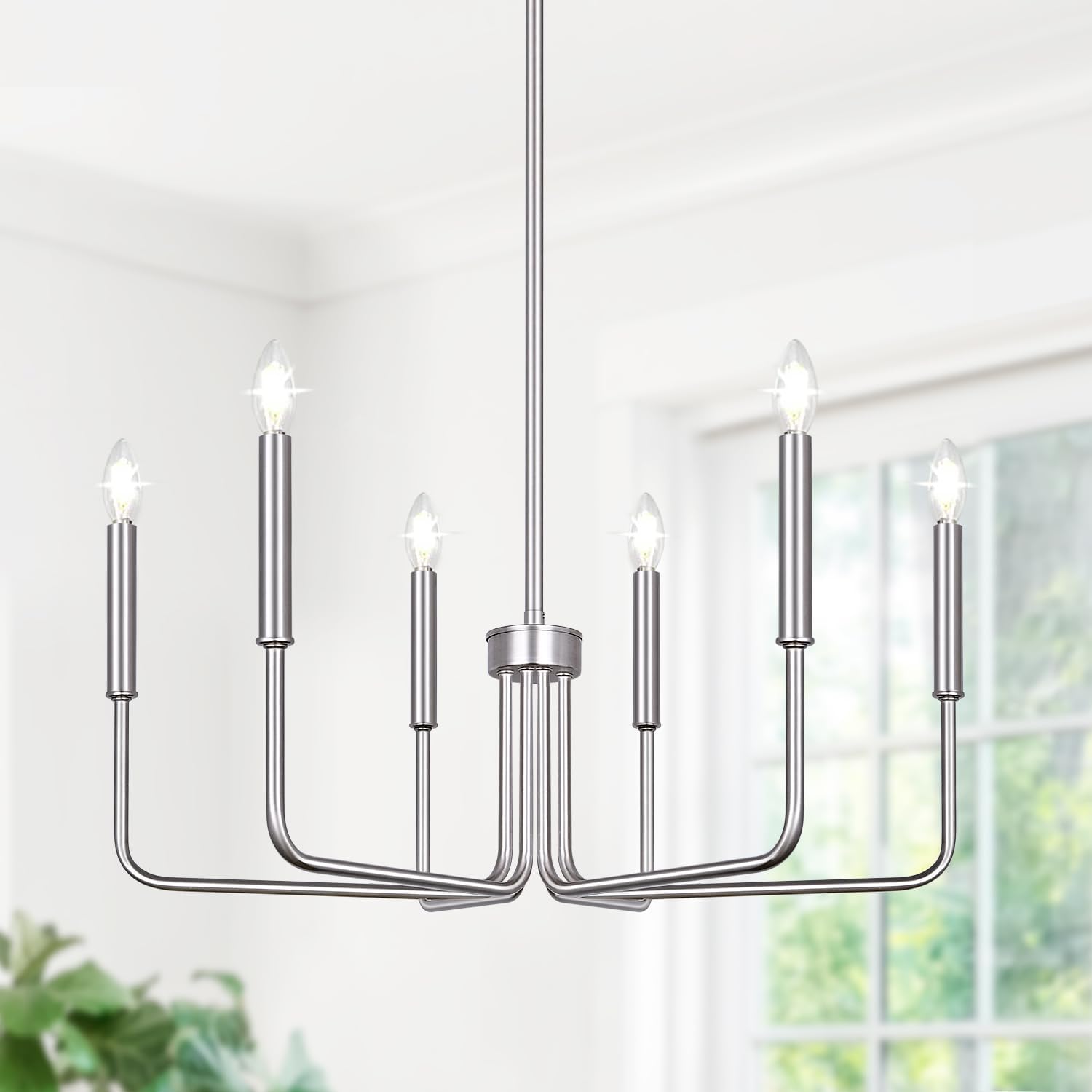 Farmhouse Chandelier for Dining Room Lighting Fixtures Hanging, Industrial Modern Chandelier for Bedroom, Foyer, Hall, Kitchen, Living Room, Entryway
