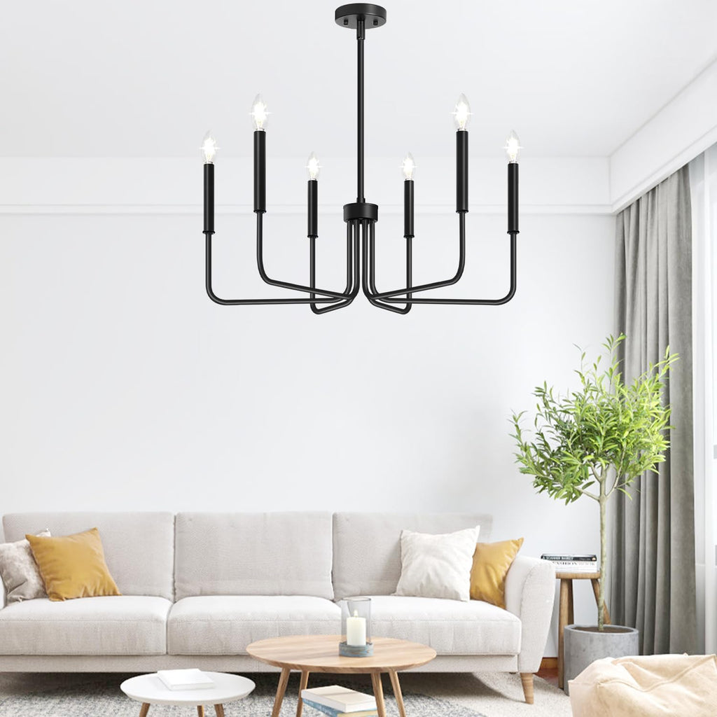 Farmhouse Chandelier for Dining Room Lighting Fixtures Hanging, Industrial Modern Chandelier for Bedroom, Foyer, Hall, Kitchen, Living Room, Entryway