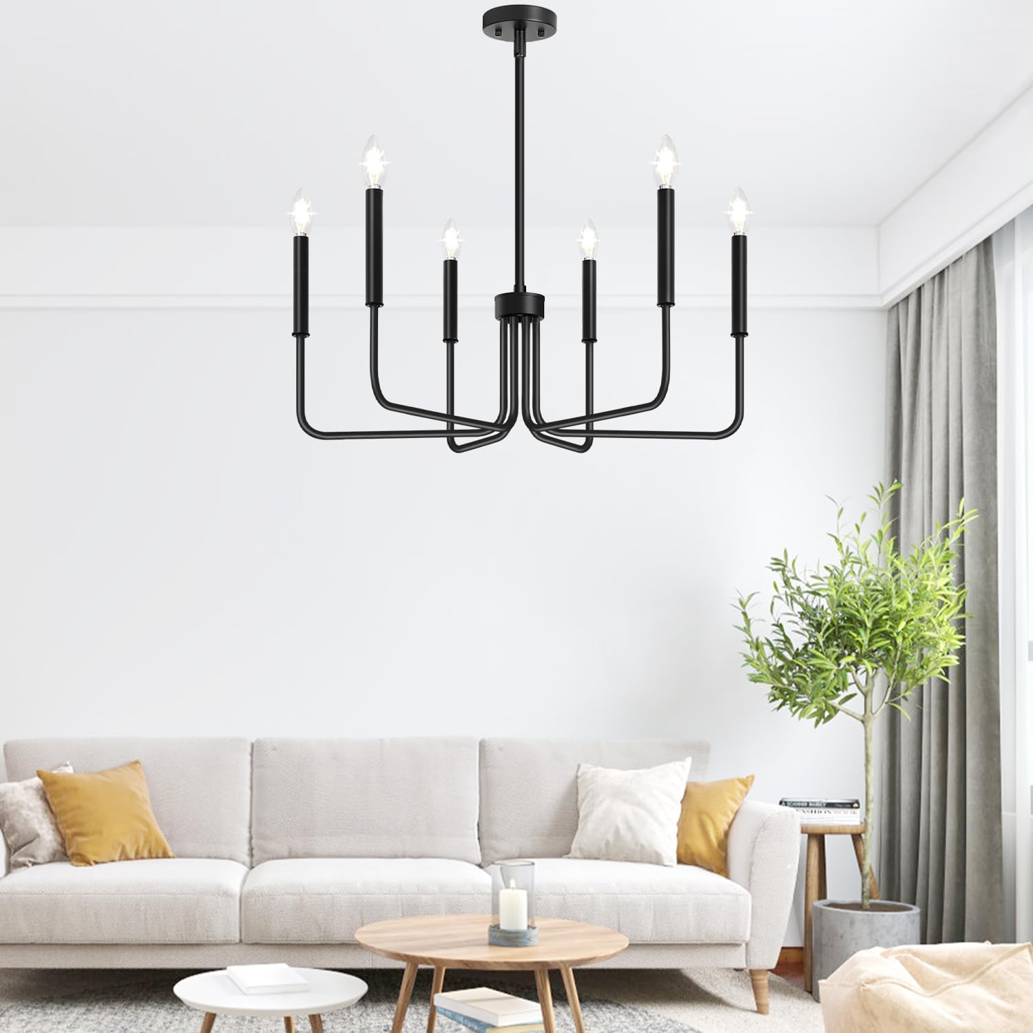 Farmhouse Chandelier for Dining Room Lighting Fixtures Hanging, Industrial Modern Chandelier for Bedroom, Foyer, Hall, Kitchen, Living Room, Entryway