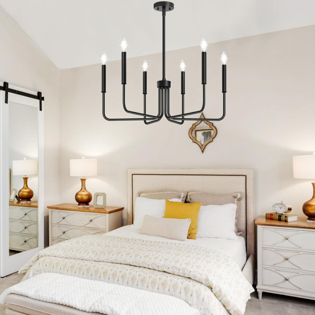 Farmhouse Chandelier for Dining Room Lighting Fixtures Hanging, Industrial Modern Chandelier for Bedroom, Foyer, Hall, Kitchen, Living Room, Entryway