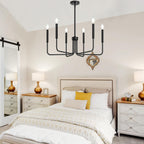 Farmhouse Chandelier for Dining Room Lighting Fixtures Hanging, Industrial Modern Chandelier for Bedroom, Foyer, Hall, Kitchen, Living Room, Entryway