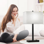 21" Touch Bedside lamps with 2 USB & AC Outlets, 3-Way Dimmable Bedside Table Lamps Set of 2