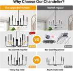 Farmhouse Chandelier for Dining Room Lighting Fixtures Hanging, Industrial Modern Chandelier for Bedroom, Foyer, Hall, Kitchen, Living Room, Entryway