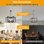 25"-61" Height Adjustable Modern Matte Black Chandelier for Dining Room, No Assembly Required Black Dining Room Light Fixture Over Table, Industrial Metal Pendant Lights Fixture for Kitchen Island