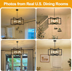 25"-61" Height Adjustable Modern Matte Black Chandelier for Dining Room, No Assembly Required Black Dining Room Light Fixture Over Table, Industrial Metal Pendant Lights Fixture for Kitchen Island