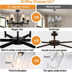 Black Chandeliers, 6 Light Dining Room Light Fixtures Over Table, Farmhouse Chandeliers for Dining Room with Clear Glass Shade